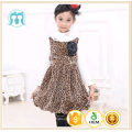 vestido de lana del partido de las muchachas para el vestido de la manera de la princesa del leopardo del invierno para el niño